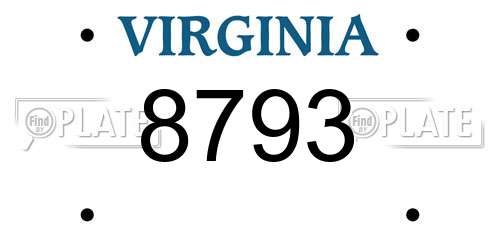 8793 Virginia License Plate