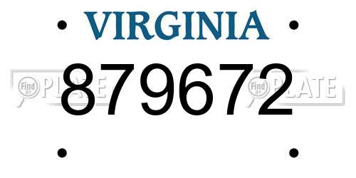879672 Virginia License Plate