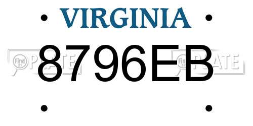 8796EB Virginia License Plate