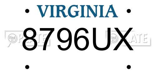 8796UX Virginia License Plate