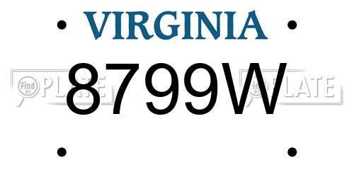 8799W Virginia License Plate