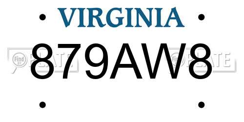 879AW8 Virginia License Plate
