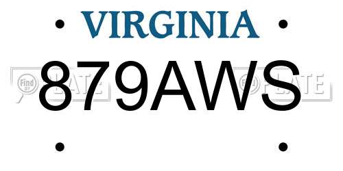 879AWS Virginia License Plate
