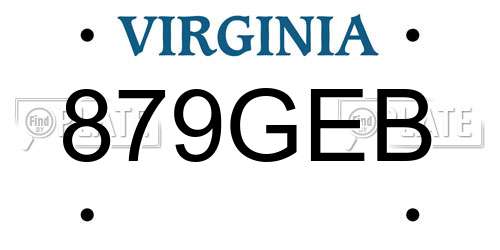 879GEB Virginia License Plate