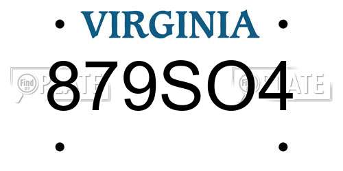 879SO4 Virginia License Plate