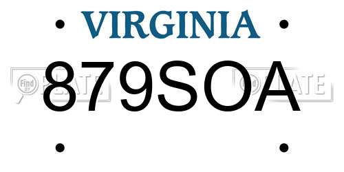 879SOA Virginia License Plate