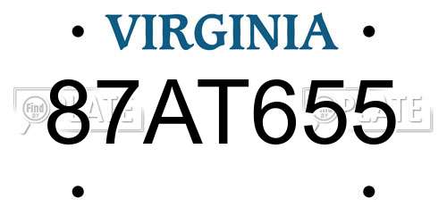 87AT655 Virginia License Plate