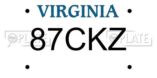 87CKZ Virginia License Plate