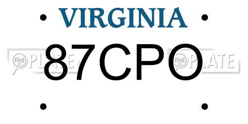 87CPO Virginia License Plate