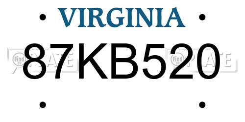 87KB520 Virginia License Plate