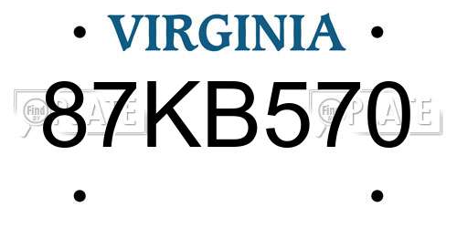 87KB570 Virginia License Plate
