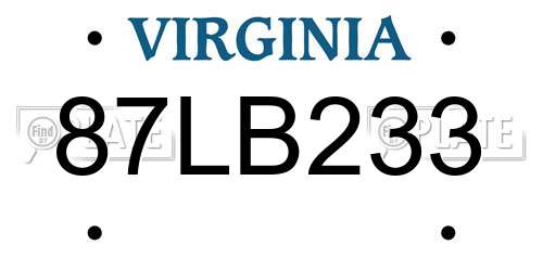 87LB233 Virginia License Plate