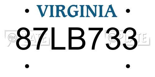 87LB733 Virginia License Plate