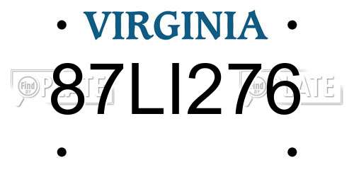 87LI276 Virginia License Plate