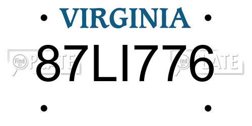 87LI776 Virginia License Plate