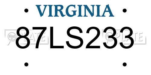 87LS233 Virginia License Plate