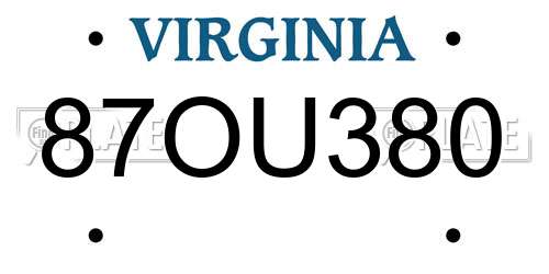 87OU380 Virginia License Plate