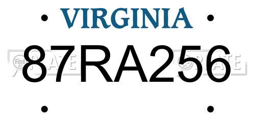 87RA256 Virginia License Plate
