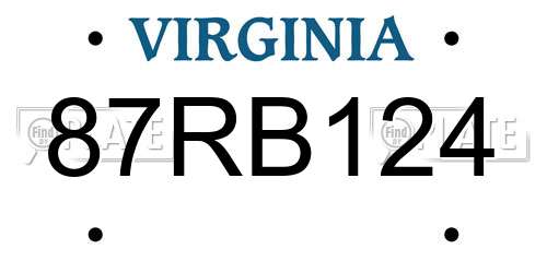 87RB124 Virginia License Plate