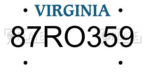 87RO359 Virginia License Plate