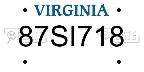 87SI718 Virginia License Plate