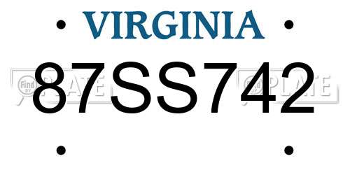 87SS742 Virginia License Plate