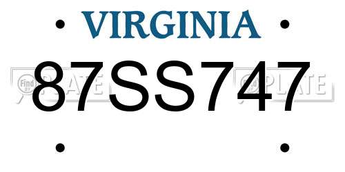 87SS747 Virginia License Plate