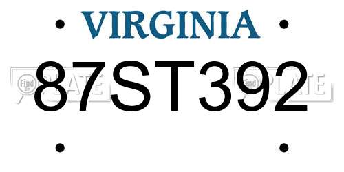 87ST392 Virginia License Plate