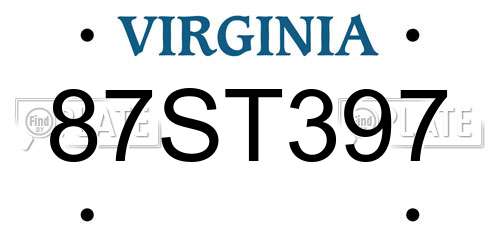 87ST397 Virginia License Plate