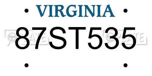 87ST535 Virginia License Plate