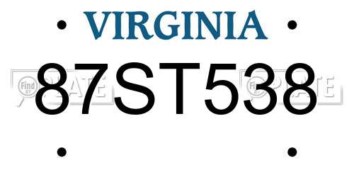 87ST538 Virginia License Plate