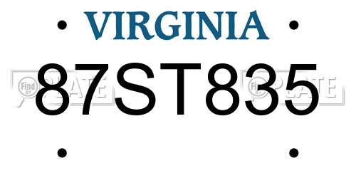87ST835 Virginia License Plate