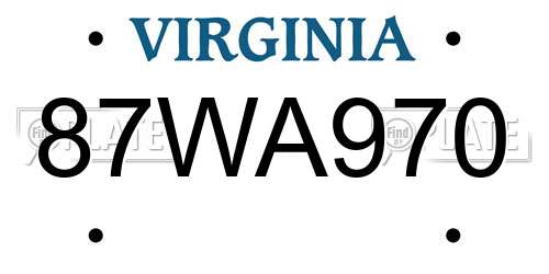 87WA970 Virginia License Plate
