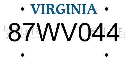 87WV044 Virginia License Plate