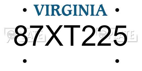 87XT225 Virginia License Plate