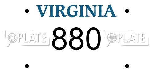 880 Virginia License Plate