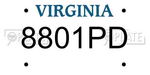 8801PD Virginia License Plate