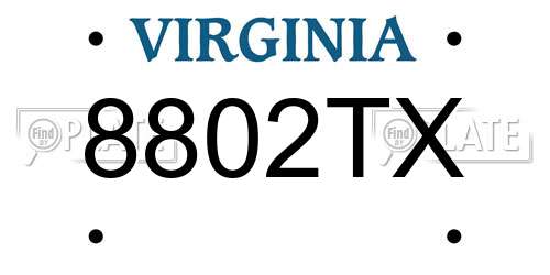 8802TX Virginia License Plate