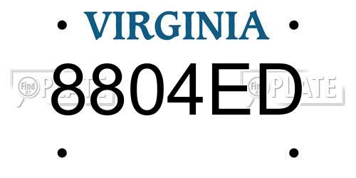 8804ED Virginia License Plate