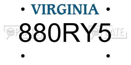 880RY5 Virginia License Plate