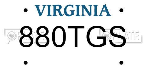 880TGS Virginia License Plate