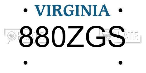 880ZGS Virginia License Plate