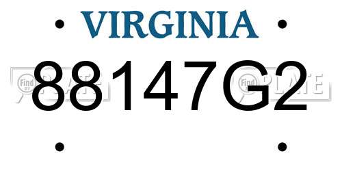 88147G2 Virginia License Plate