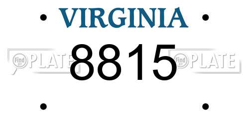 8815 Virginia License Plate