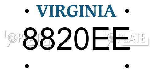 8820EE Virginia License Plate