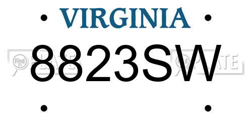 8823SW Virginia License Plate