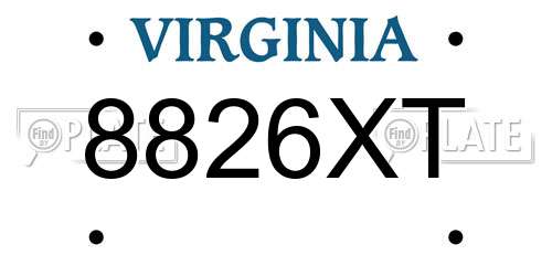 8826XT Virginia License Plate
