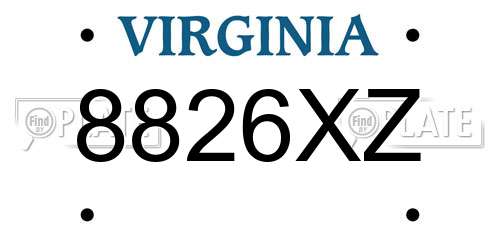 8826XZ Virginia License Plate