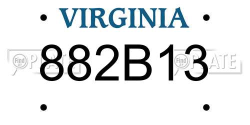 882B13 Virginia License Plate