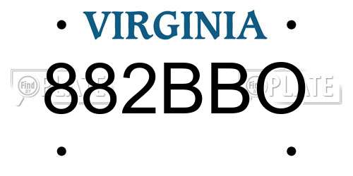 882BBO Virginia License Plate